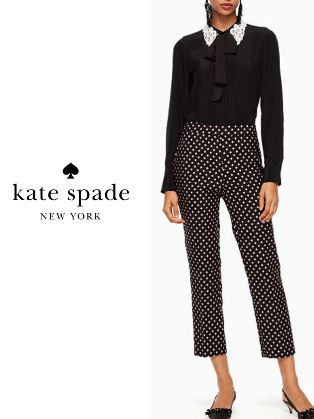 Kate spade Diamond cigarette Polka Dot Cropped Pants